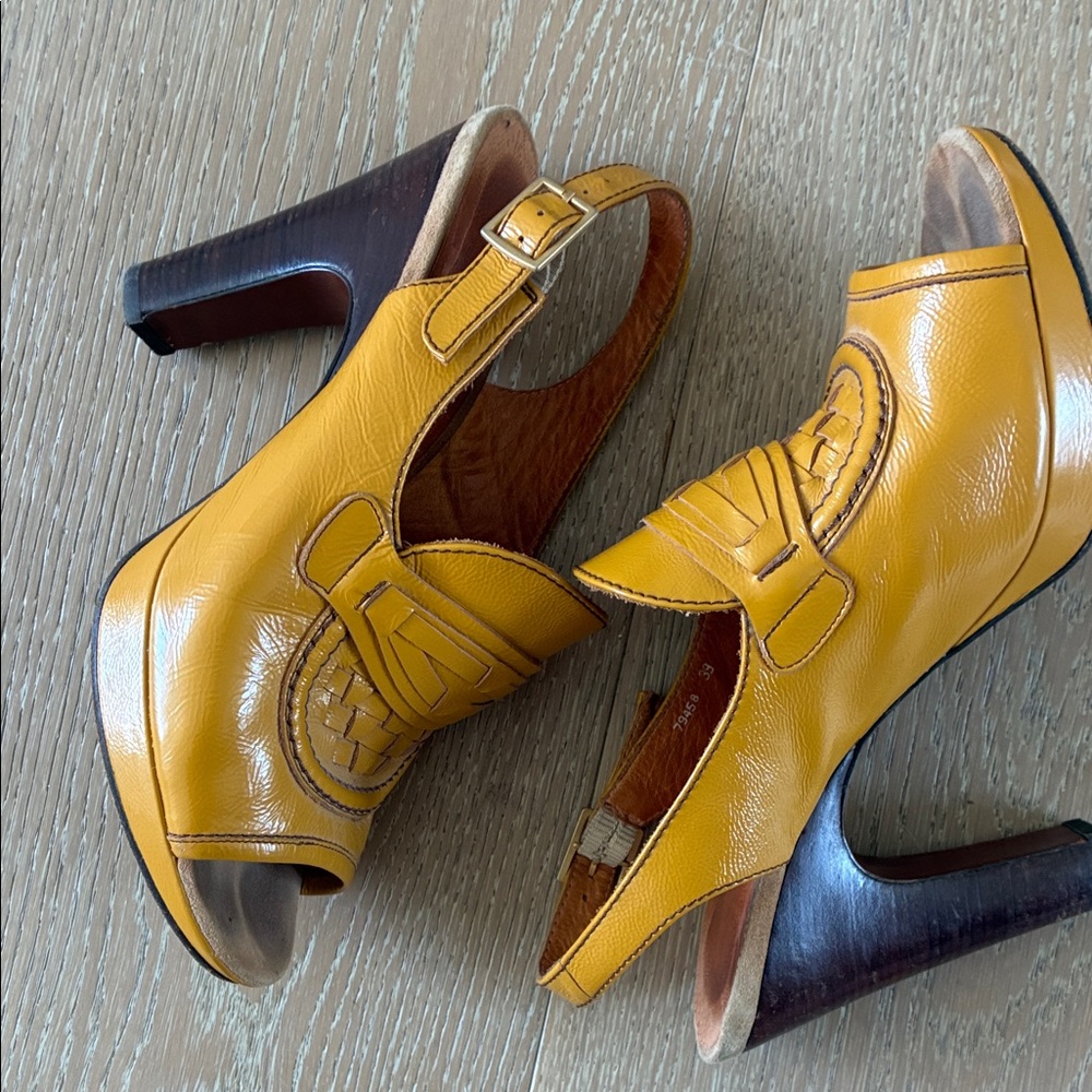 Chie Mihara Ochre Peep-Toe Heels - Picture 3 of 5